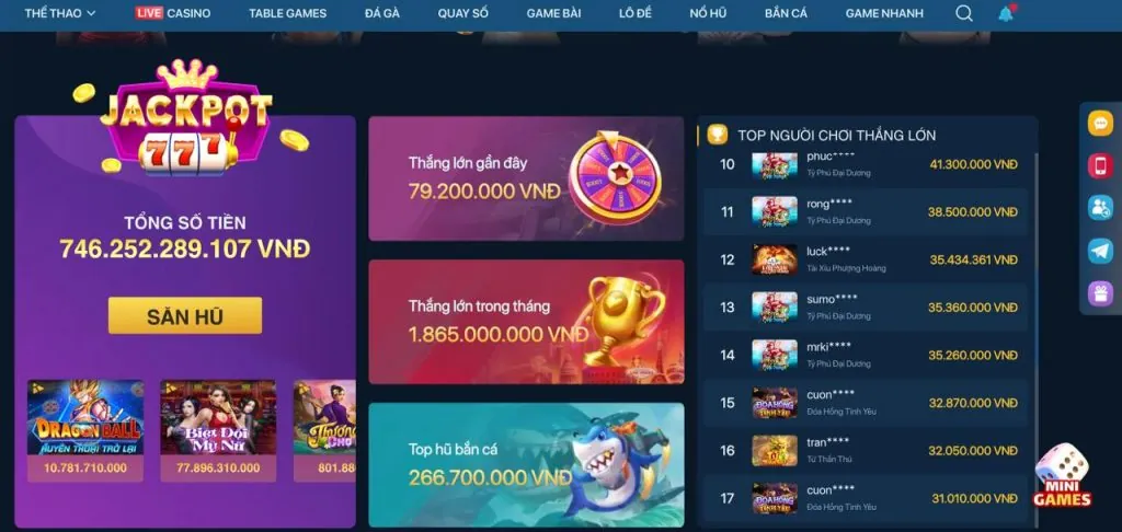 Các trò chơi sòng bạc trực tiếp phổ biến tại 98win game